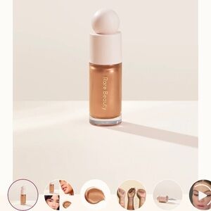 full sized rare beauty liquid highlighter in the golden shade flaunt✨